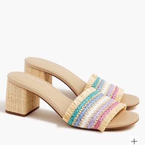 J. Crew Factory Woven Mule Sandals • size 7.5 • rainbow raffia • BW886